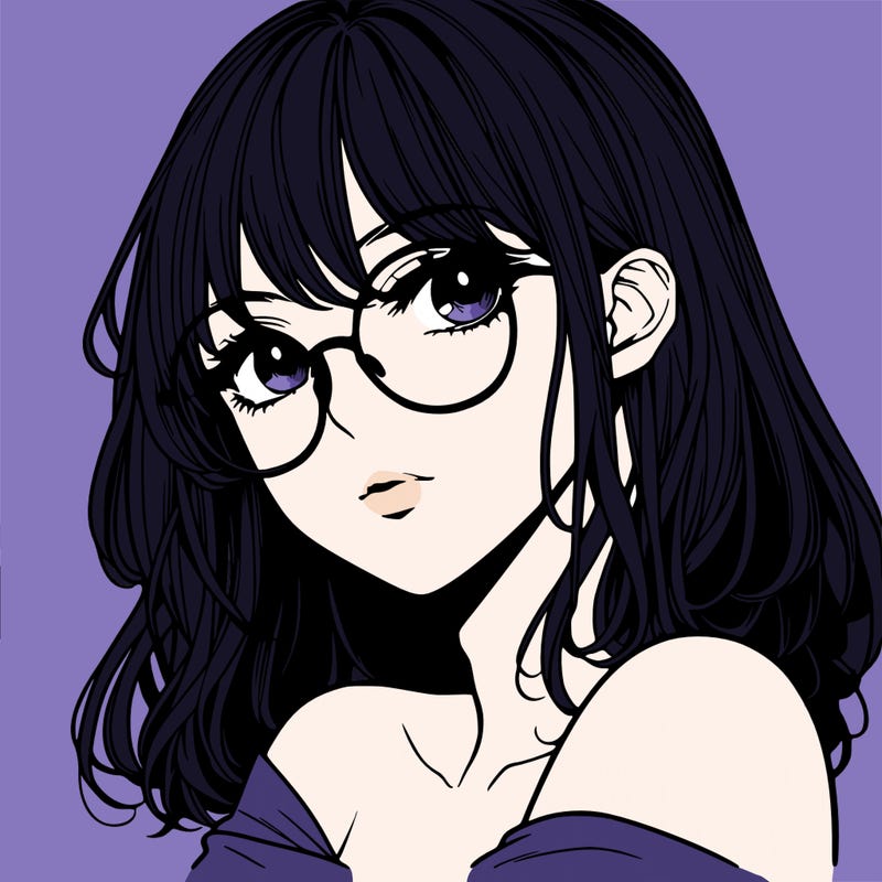 manga woman character with glasses and nice lips