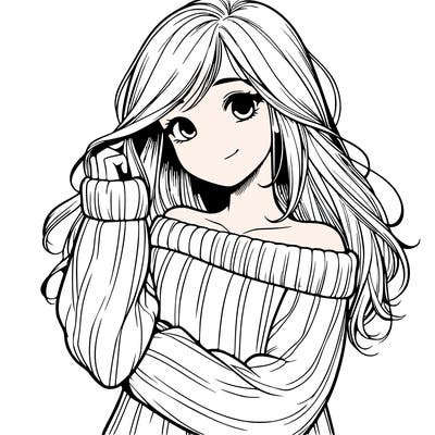 girl with sweater realistic
