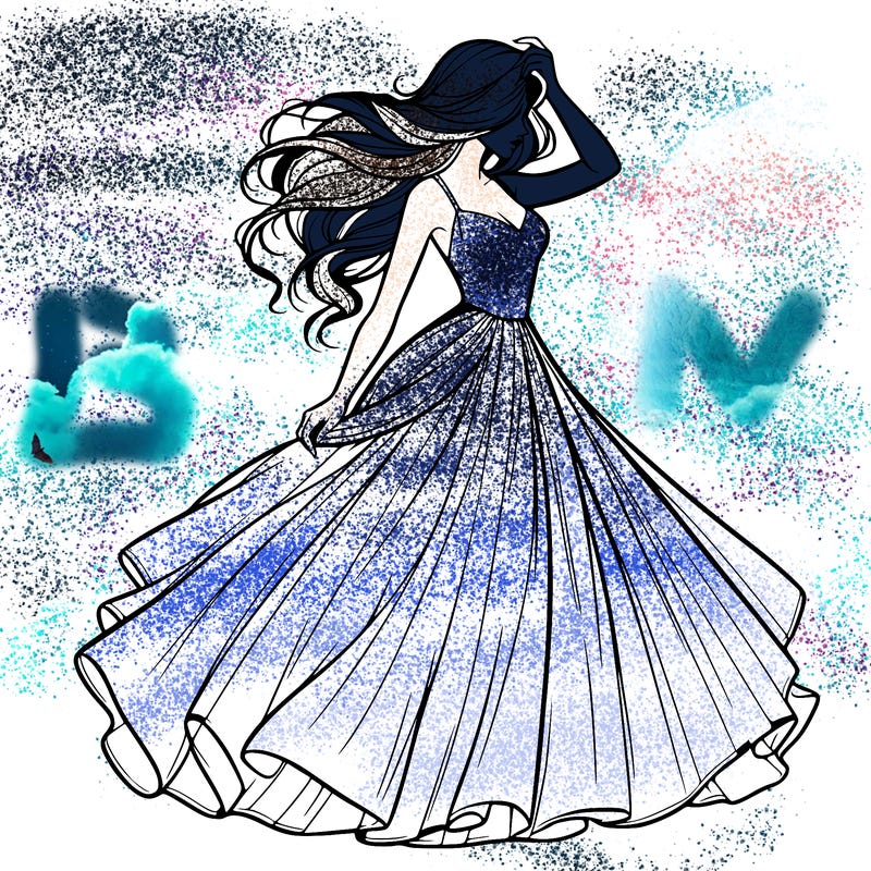 realistic woman with dress flowing in the wind