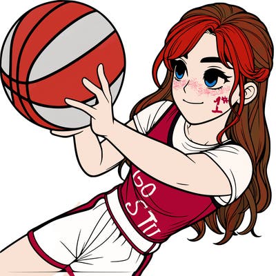 realistic girl playing basketball