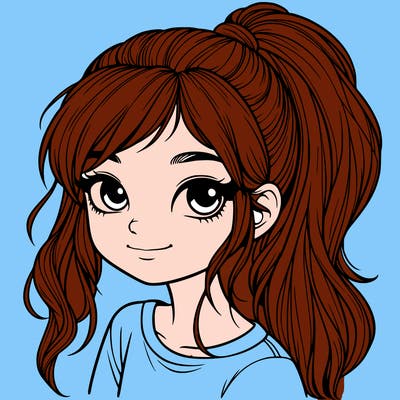 realistic girl with ponytail