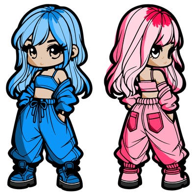 girl in crop top and baggy pants