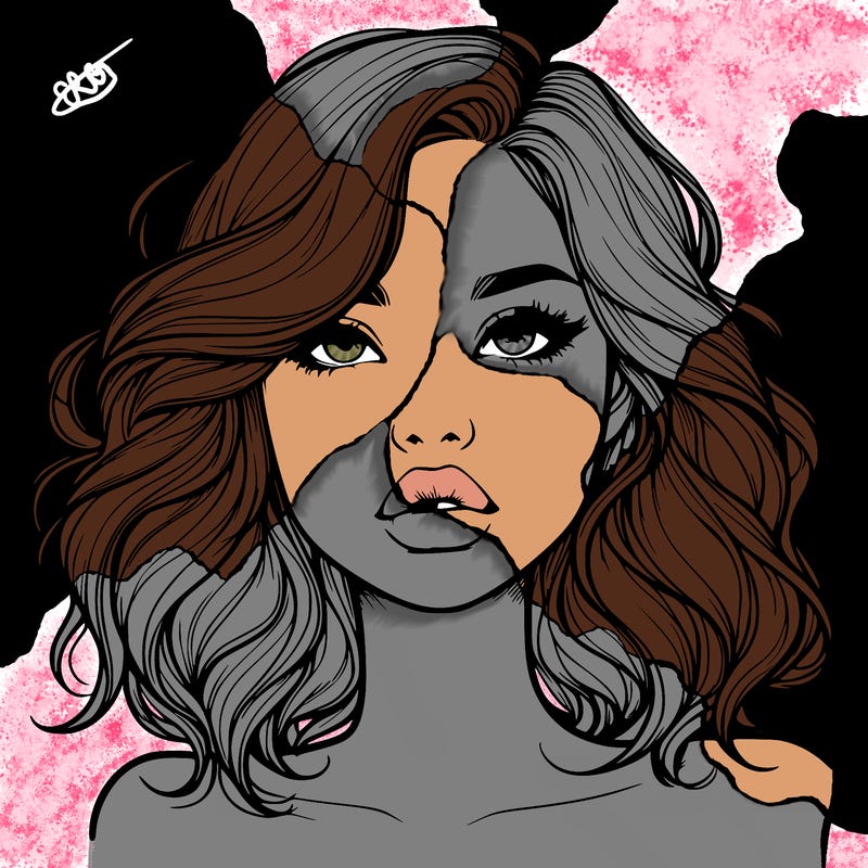 realistic girl with wavy hair and lips