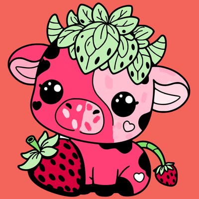 cute strawberry cow