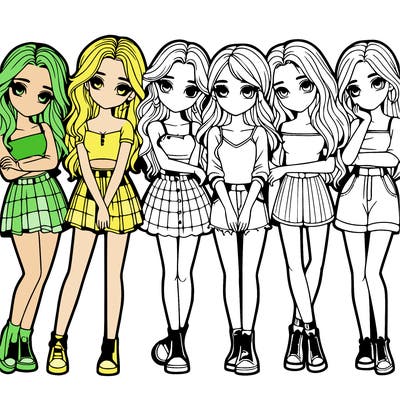 a group of girls realistic