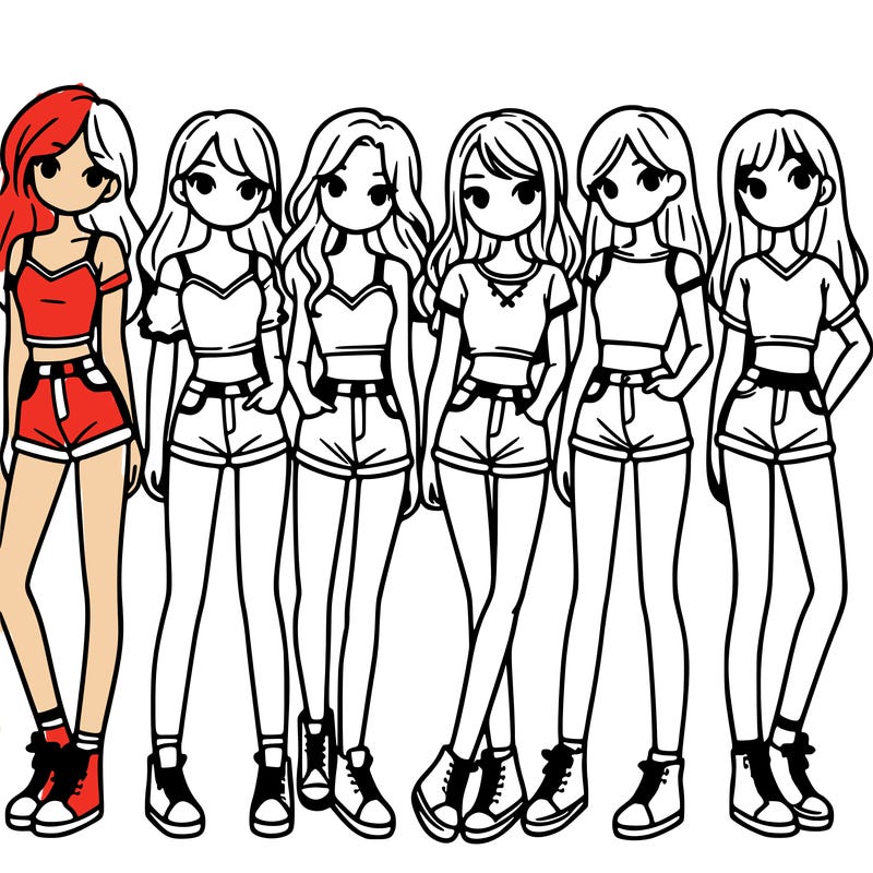 a group of girls wearing crop tops and shorts