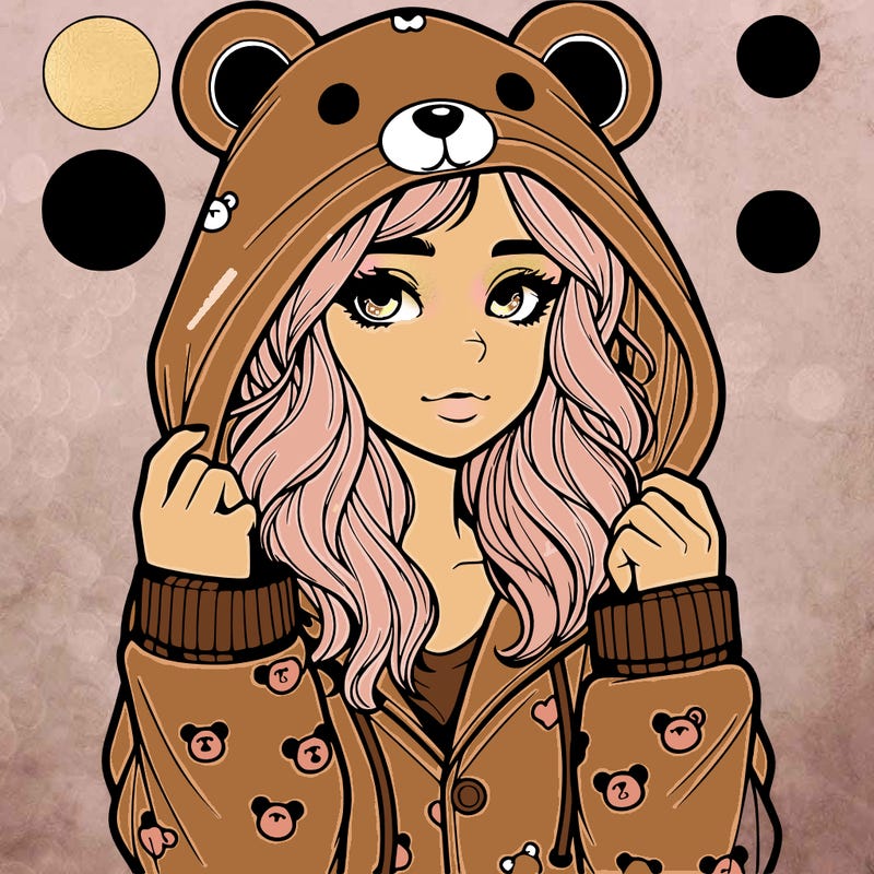 realistic girl in a animal pjs hoodie