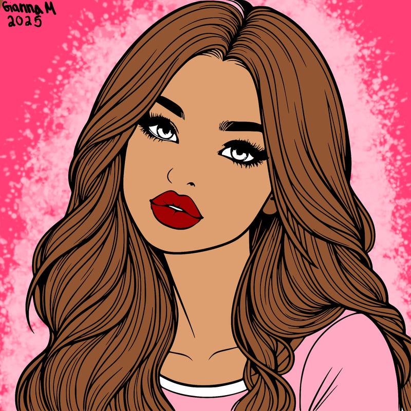 realistic girl with hair on her hair and lips