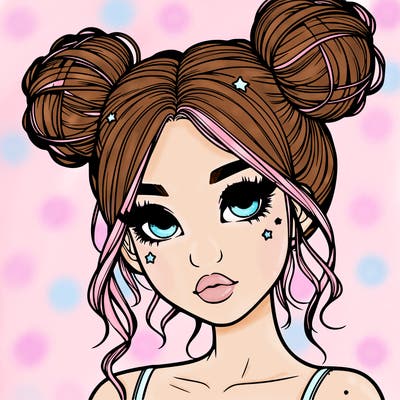 realistic girl with space buns