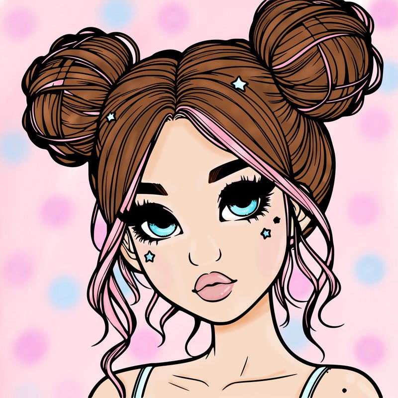 realistic girl with space buns