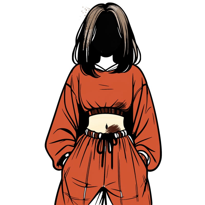 realistic girl faceless with baggy pants and a crop top