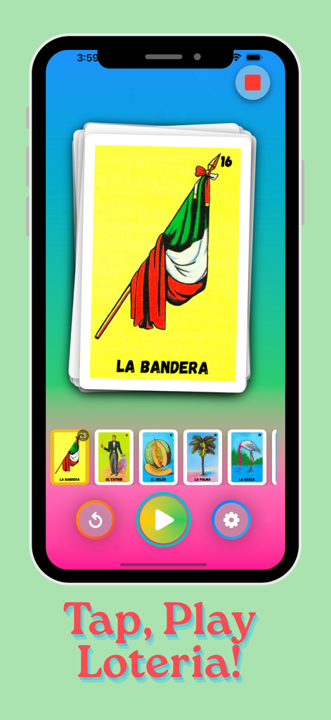 Loteria Mexicana Digital - Loteria Mexicana Digital mobile app interface displaying La Bandera card