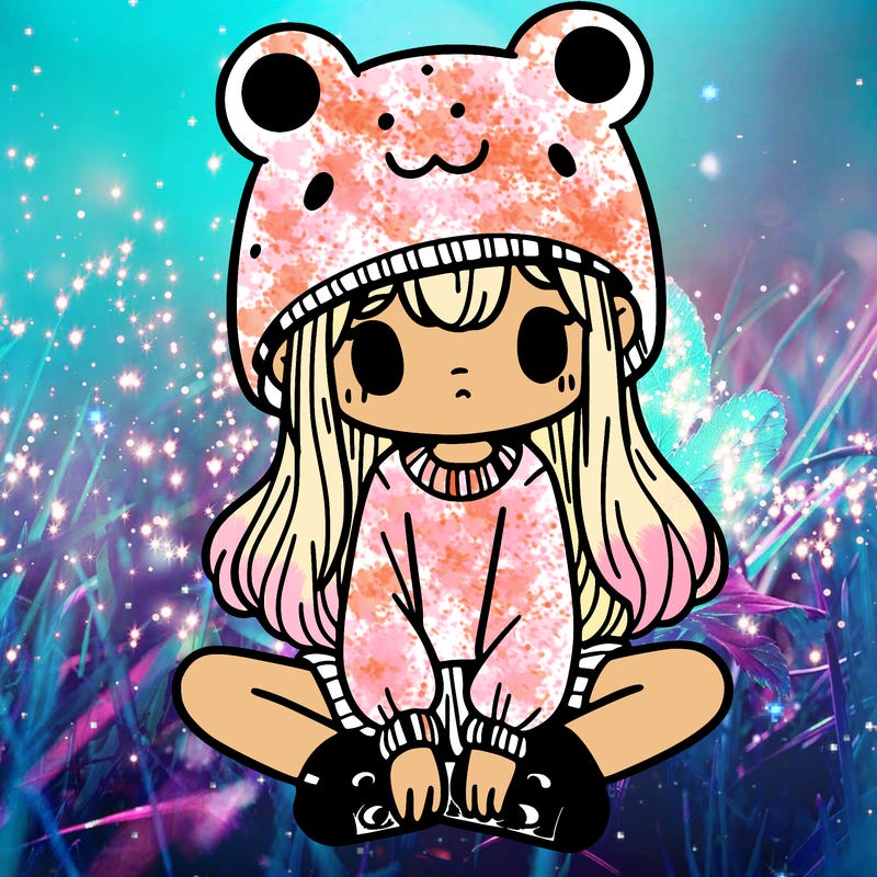 a girl wearing a frog hat and some frog socks