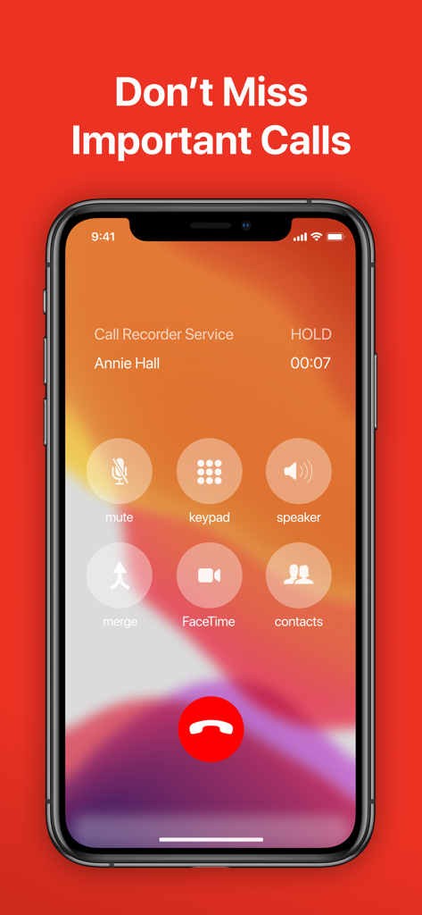 Tela do iPhone mostrando uma chamada telefônica sendo gravada com a interface do aplicativo Gravador de Chamadas.