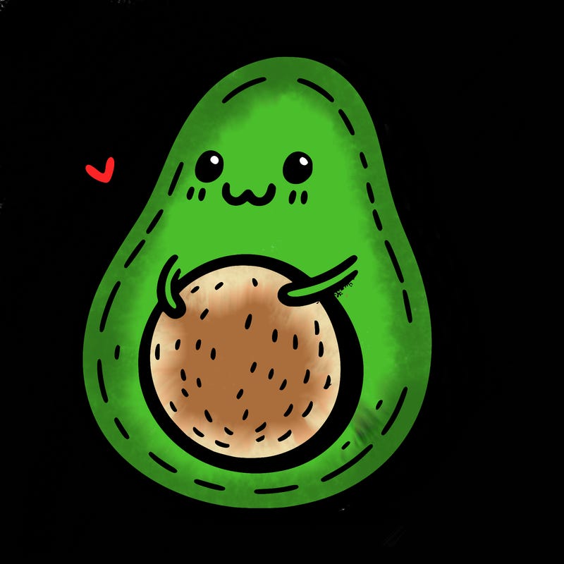 an avocado hugging an avocado