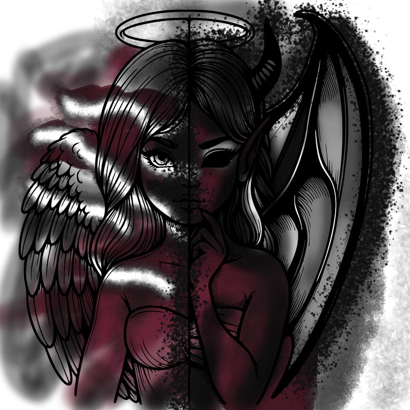 realistic angel half demon