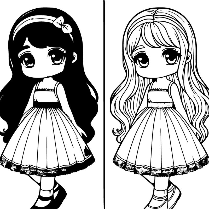 realistic girl in dress half and half