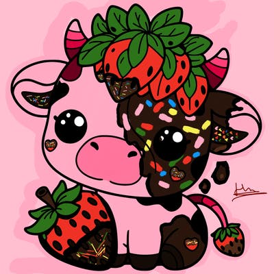 cute strawberry cow