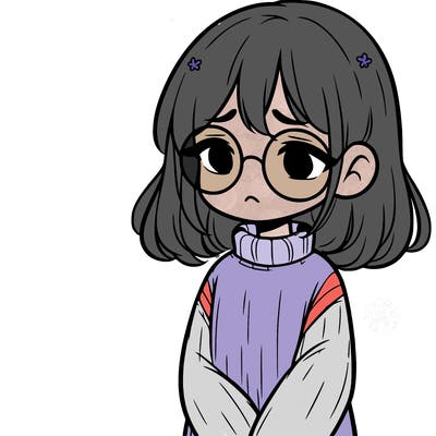sad girl with glasses in a sweater