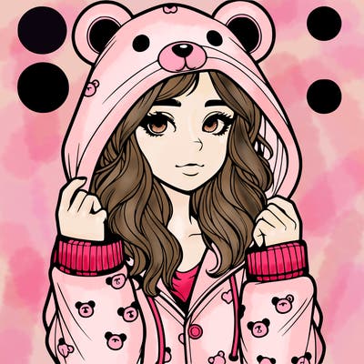 realistic girl in a animal pjs hoodie