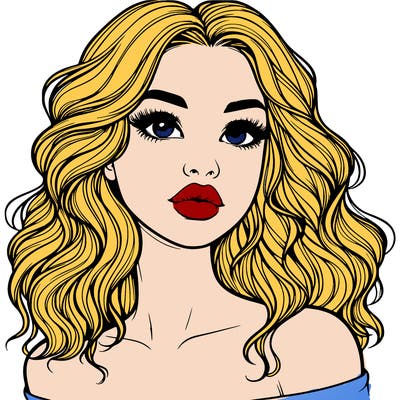 realistic girl with wavy hair and lips