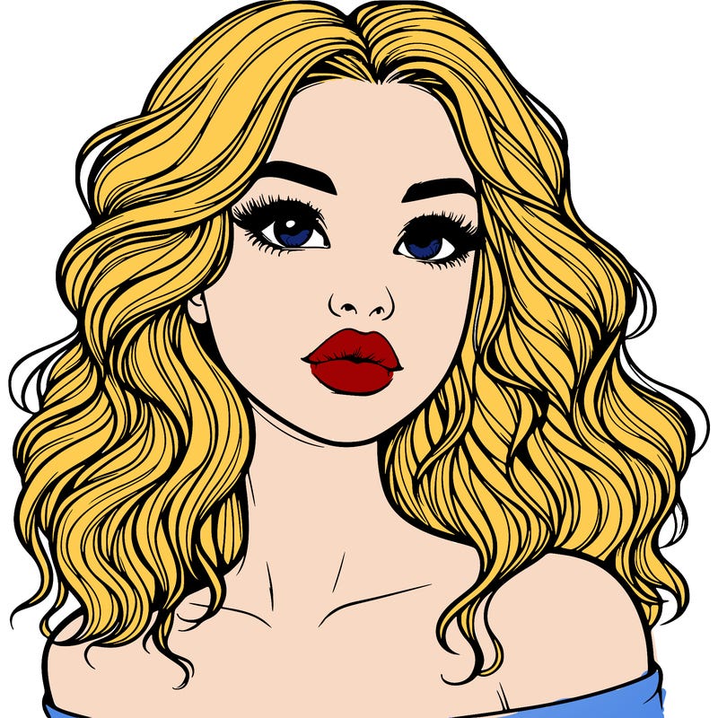 realistic girl with wavy hair and lips