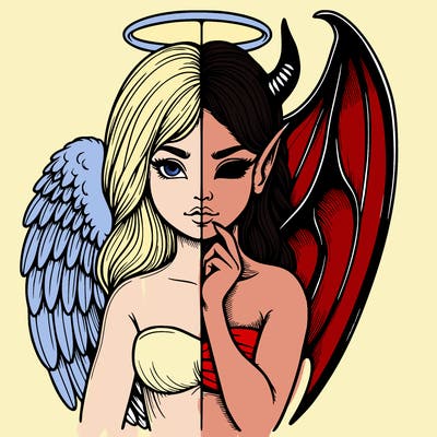 realistic angel half demon