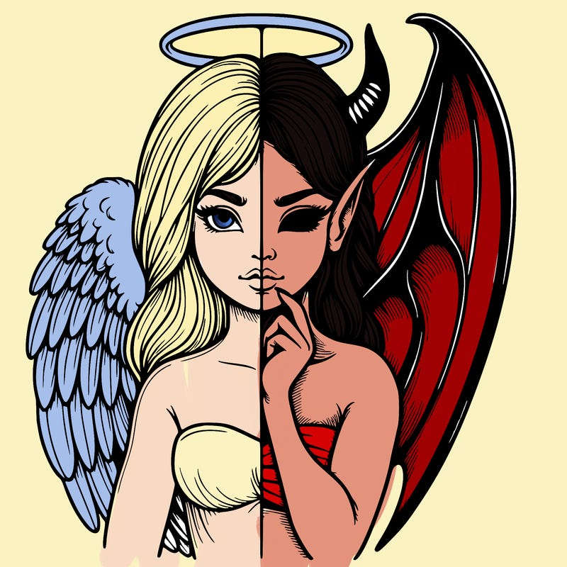 realistic angel half demon