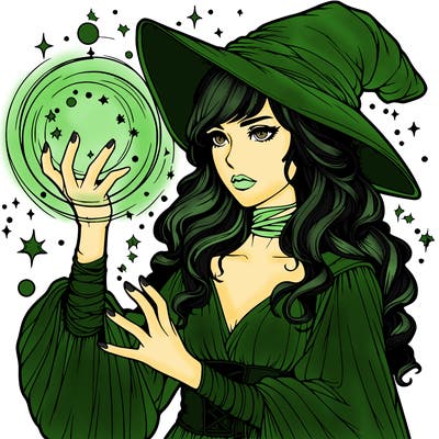 realistic women sorcerer using magic