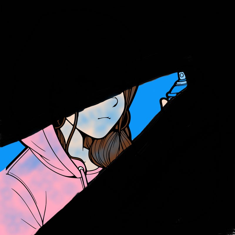 a realistic girl, spray painting