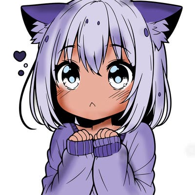 shy anime catgirl