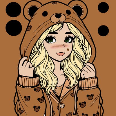 realistic girl in a animal pjs hoodie