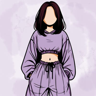 realistic girl faceless with baggy pants and a crop top