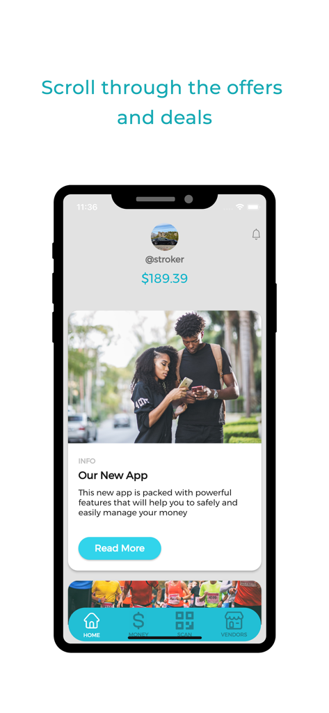 JAD Cash - JAD Cash mobile app home screen showing account balance and information about managing money