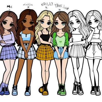 a group of girls realistic