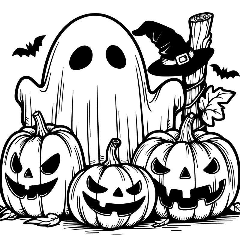 ghost, pumpkins, halloween