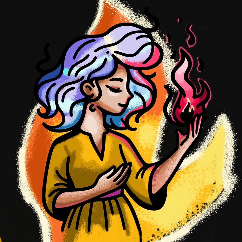 woman with fire