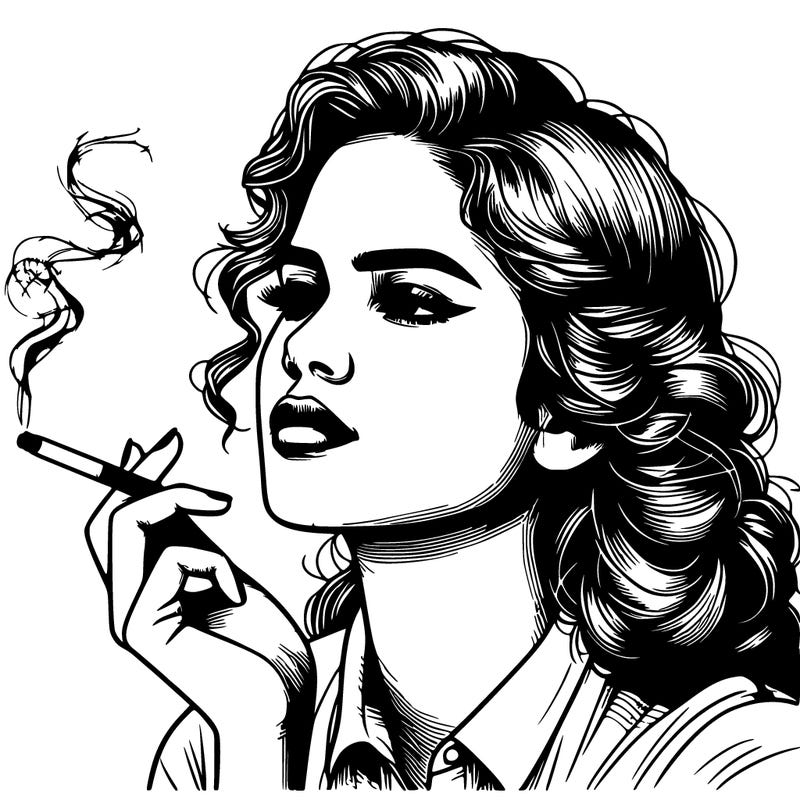 realistic beautiful lady smoking