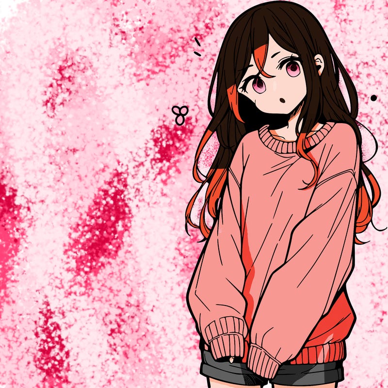 manga teen girl  in a sweater and baggy pants