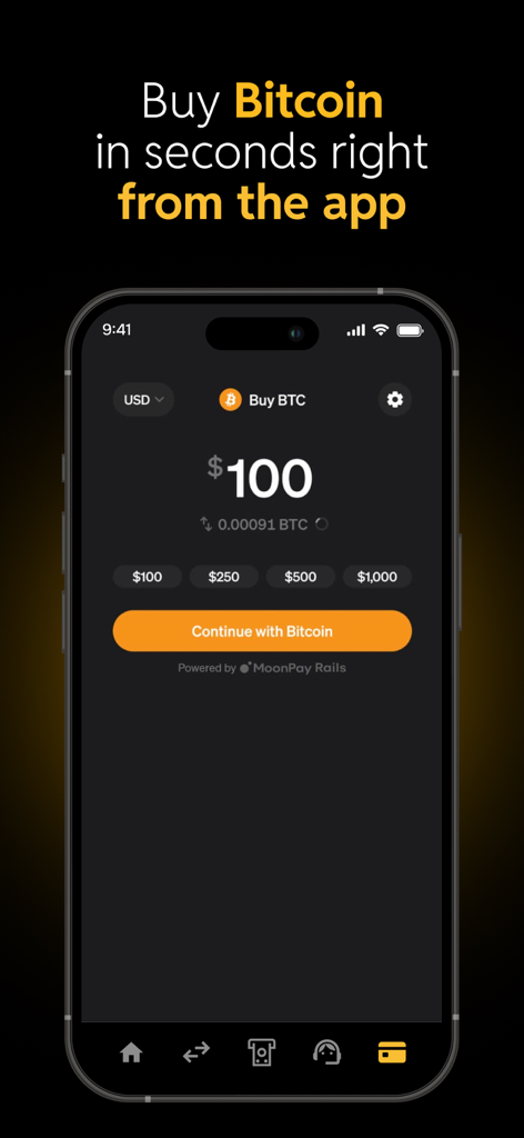 Athena Bitcoin app interface for buying Bitcoin quickly with fixed dollar amounts