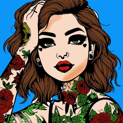 realistic girl with tattoos all over