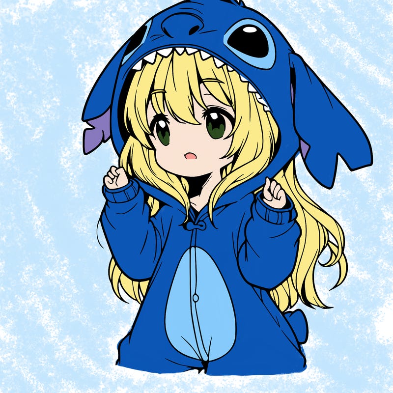 anime girl in a stitch onsie