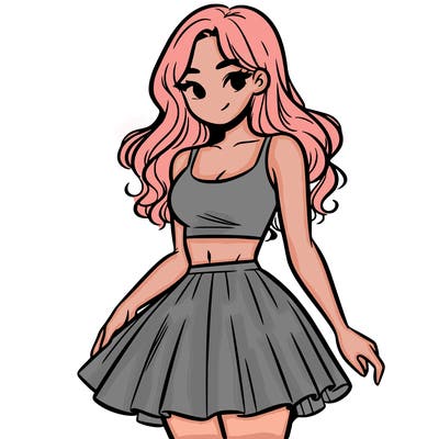 woman in a skirt and crop top