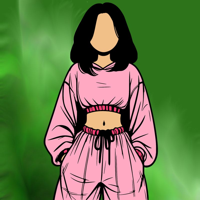 realistic girl faceless with baggy pants and a crop top