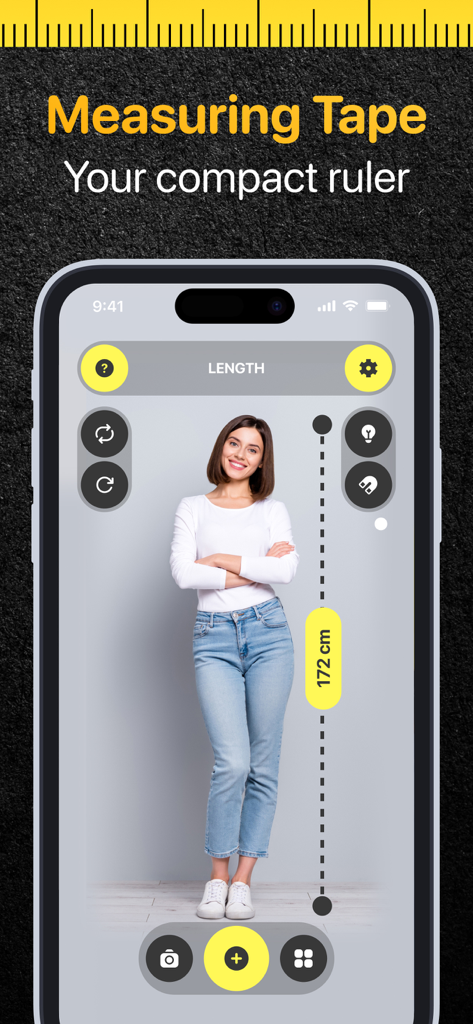 Digital tape measure app measuring the height of a person using augmented reality