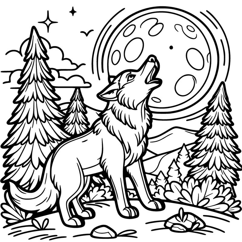 wolf howling at the moon