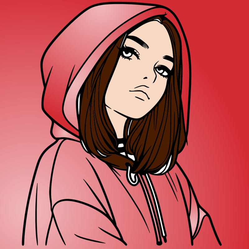 a realistic girl in a hoodie