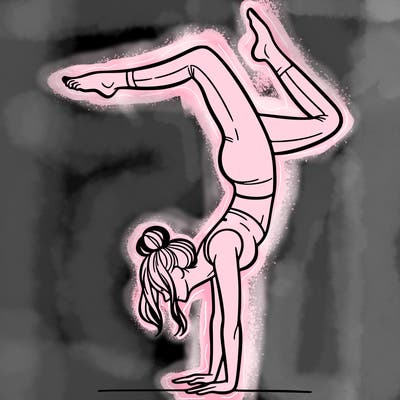 a woman doing a handstand