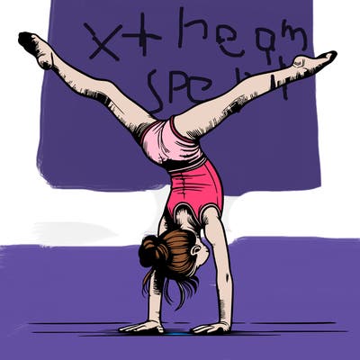 realistic gymnastic hand stand girl in four splits