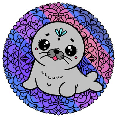 a cute baby seal mandala